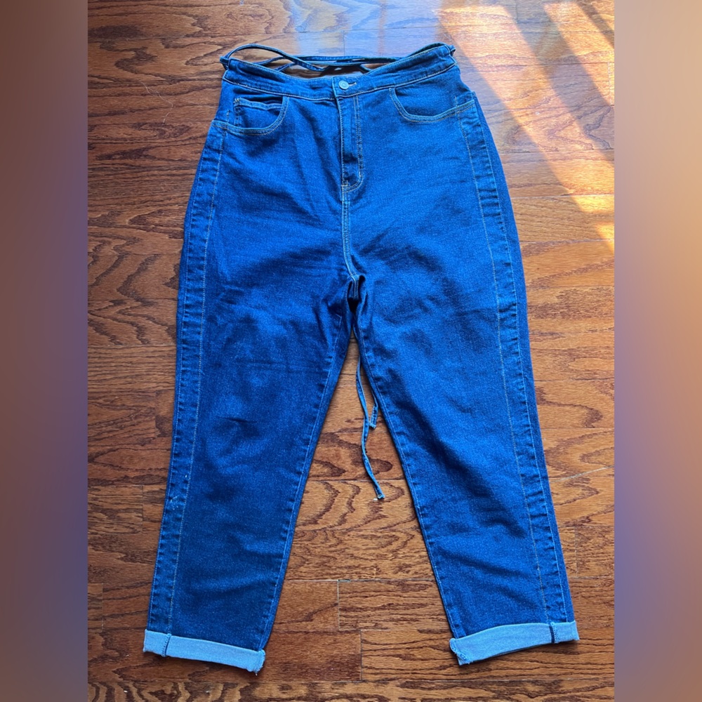 Fashion Nova Dark Blue Boyfriend Jeans